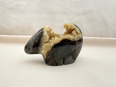 #ad #ad Septarian Nodule Carved Stone Zuni Bear Crystal Exposed $29.00