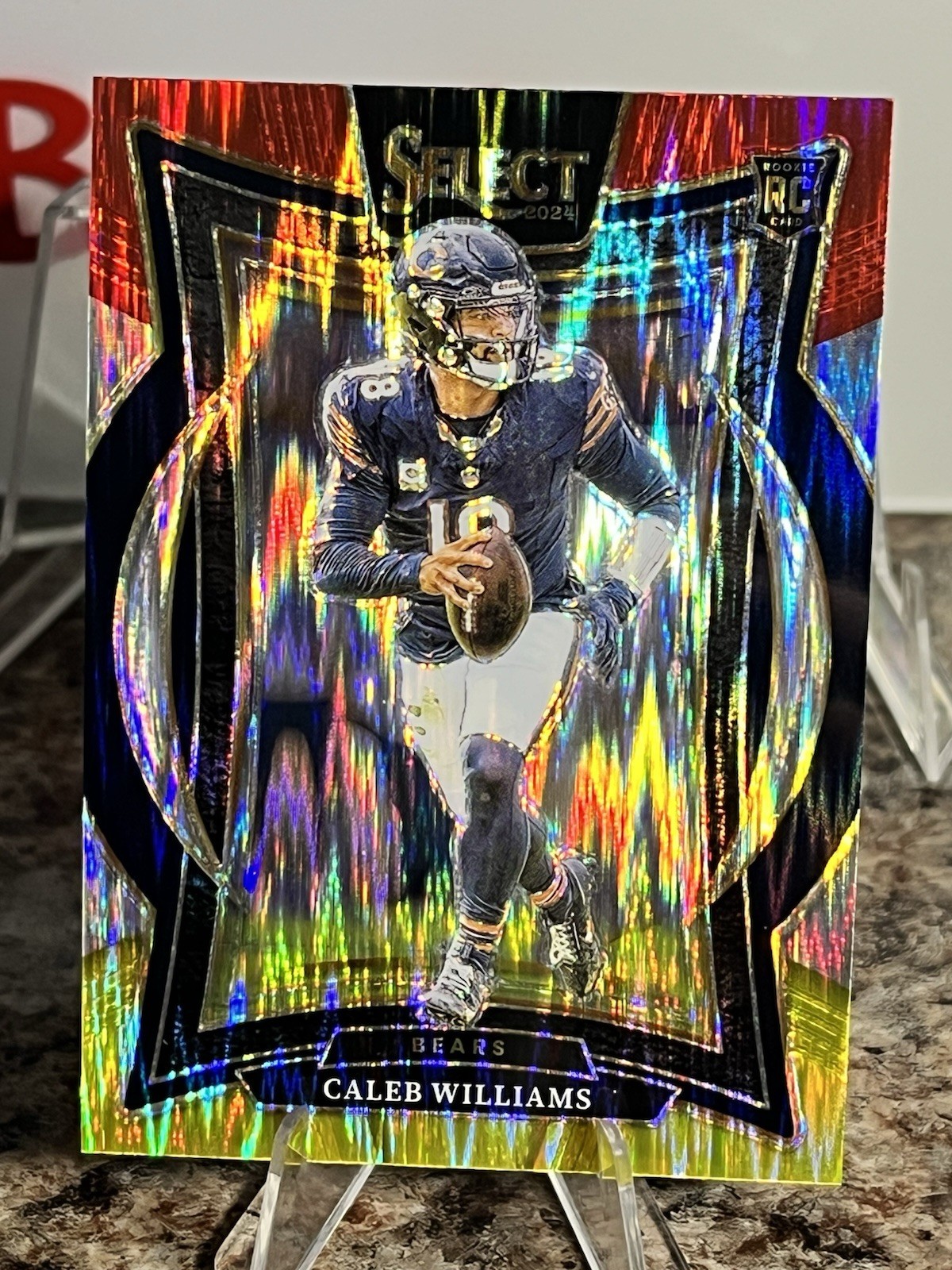 2024 Panini Select - Concourse Caleb Williams #25 Red & Yellow Shock Prizm (RC)