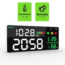 Wall Mount Decibel Meter LED Display Noise Temp Humidity Meter with Overload Ala