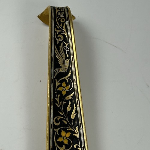 Vintage 10" Brass Shoe Horn with Decorative Floral Bird Inlay - READ DESC - Picture 3 of 15