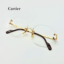Please Offer Vintage 90s Cartier Paris eyeglasses frames gold filled rimless 135