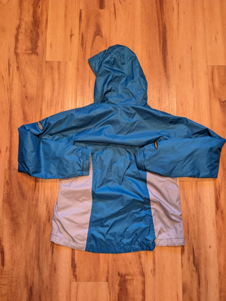 Stearns Womens Medium Rainjacket Windbreaker 100% Nylon Full Zip Hooded Teal Blu Foto 3 de 4