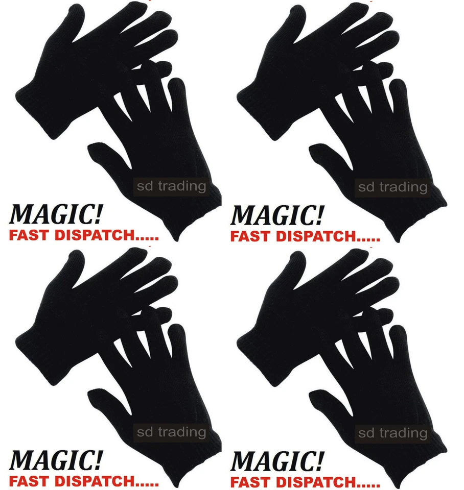 MGC Wholesale 30 Pairs Black Magic Gloves Unisex Men Ladies Winter one size Job lot