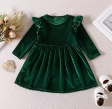 Girls 12 Month Long Sleeve Velvet Dress - Perfect for Christmas  Holiday Party