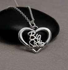 925 Sterling Silver Big Sister Necklace - Big Sister Heart Charm - Sister Gift