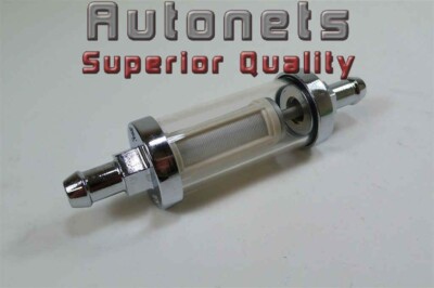 Inline Fuel Filter 5/16'' Hose Clear Glass Universal Carbureted Gasoline Washable