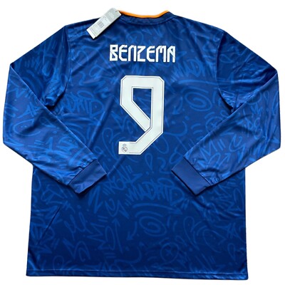 2021/22 Real Madrid Away Jersey #9 BENZEMA 2XL Adidas UCL Long