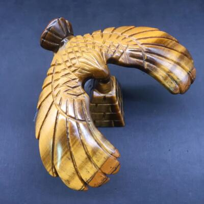 Natural Tiger's Eye Stone Quartz Crystal Carving Eagle Healing Reiki Decorat 1Pc
