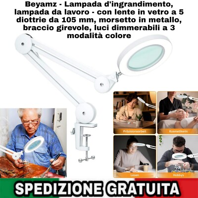 Lampada d'ingrandimento da lavoro con lente in vetro a diottrie
