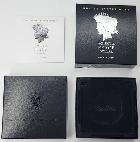 2021 Peace Dollar 1 Oz Ounce Silver Coin OGP US Mint Box w COA - NO COIN