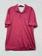 HORNY TOAD & Co Mens Polo Shirt Red Striped Organic Cotton Size L