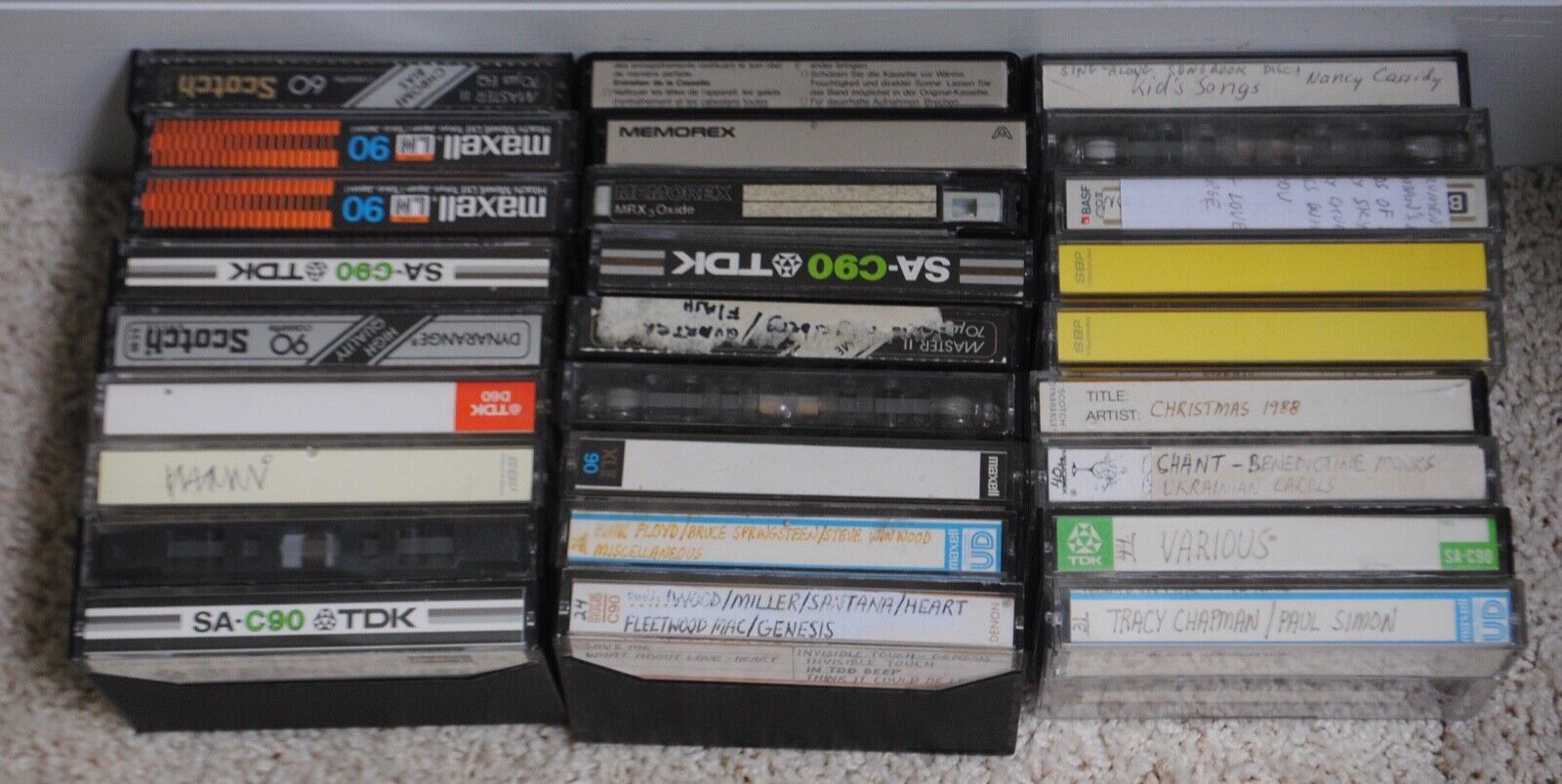 Vintage Lot 25 Audio Sound Recording Cassette Tapes cases Memore