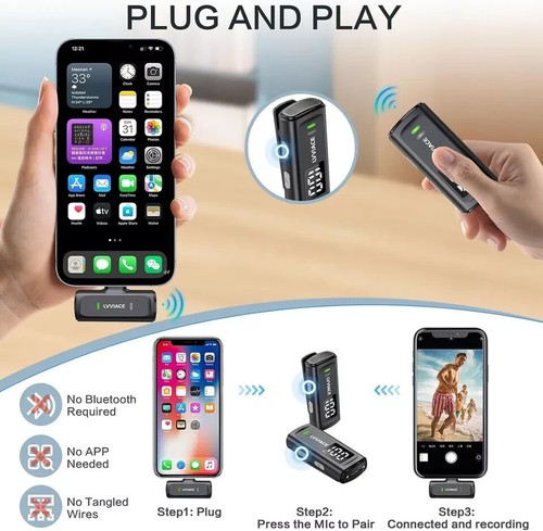 LVVIACE Wireless Lavalier Microphone for Phones with USB Type C ports - 第 4/6 張圖片