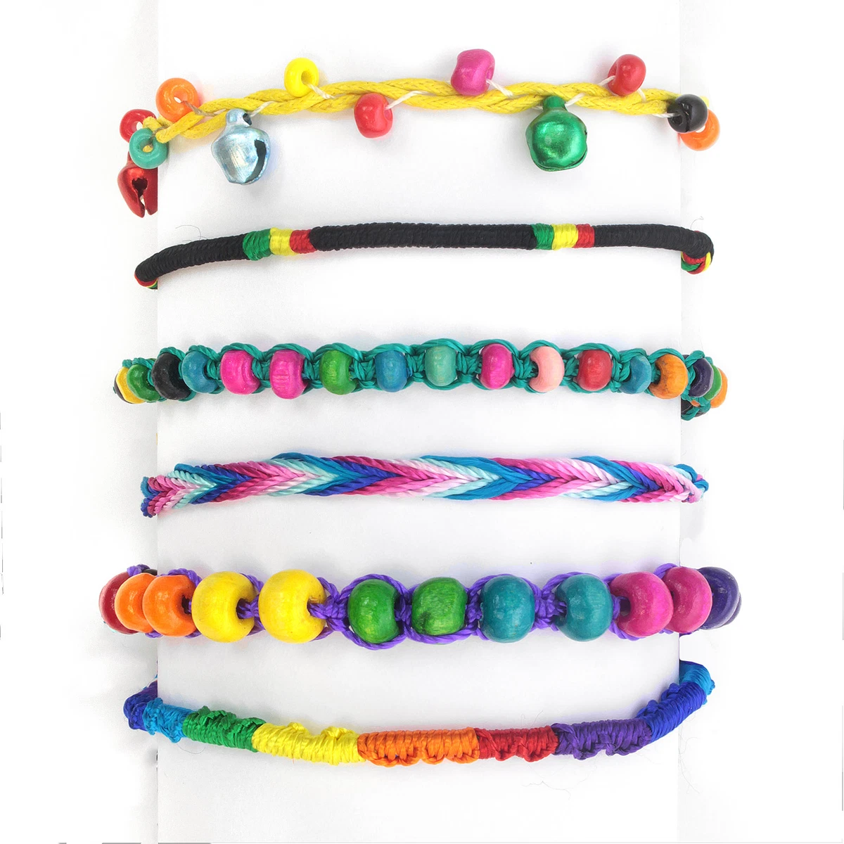 2 Woven Colourful Fabric Handmade Cotton Thread String Kids Friendship  Bracelets