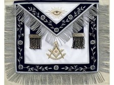Masonic Blue Lodge Past Master Apron Hand Embroidered Bullion Vine