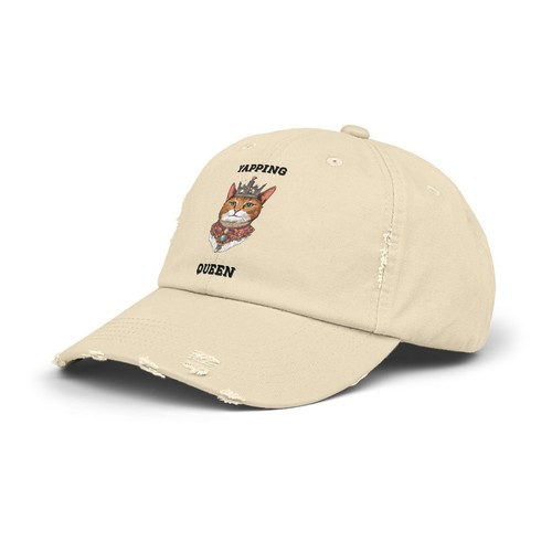 Yapping Queen Distressed Cap, Funny Cat meme, Unisex Vintage Hat, Gift for Cat - 第 3/8 張圖片