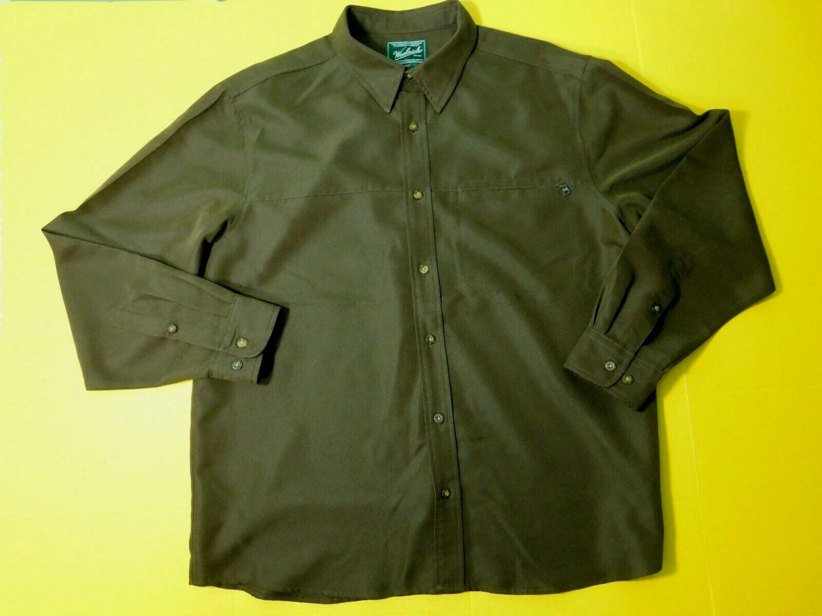 Woolrich L/S Button Front Shirt Men's XL Brown Uniform Style Modal Blend
