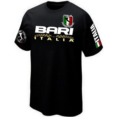T-shirt BARI PUGLIA ITALIA – Homme, Coton, Noir, Neuf Avec étiquettes, Manches Courtes