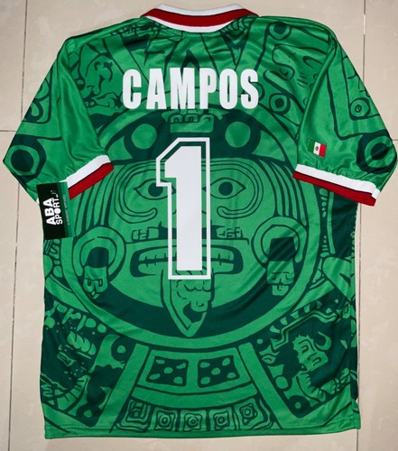 MEXICO MUNDIAL 98 CAMPOS TAILLE L CHEMISE AUTHENTIQUE ABA SPORT NEUVE AVEC ÉTIQUETTES - Photo 1 sur 6