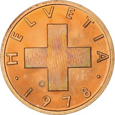 [#1272719] Switzerland, 1 Rappen, Croix Suisse, 1978, Bern, Proof, Bronze, MS, K