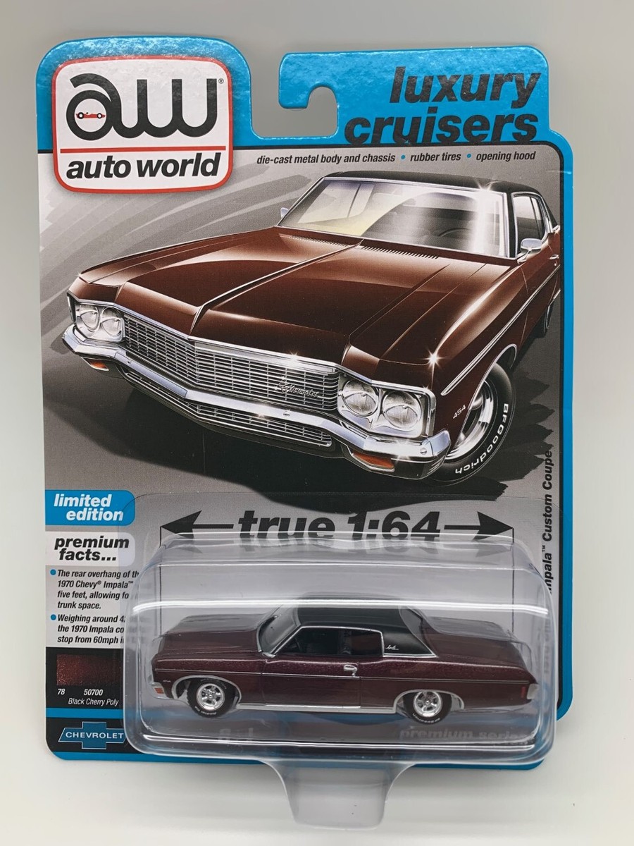 N11 AUTO WORLD 64382 A 1970 CHEVROLET IMPALA COUPE CHERRY BLACK 1