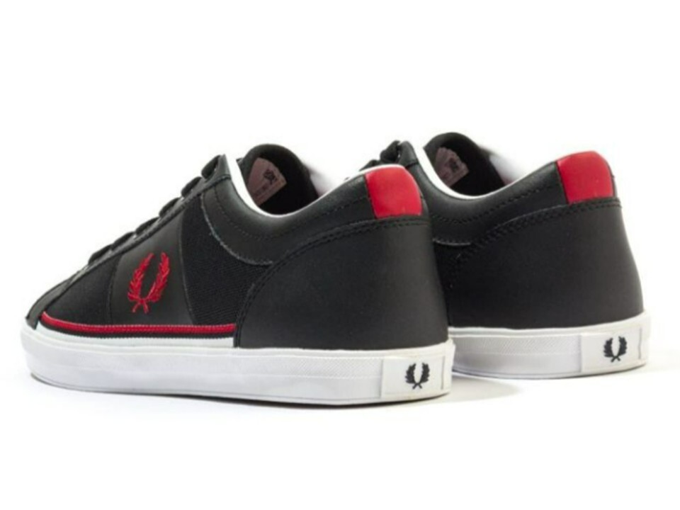 Fred Perry BaseLine Mesh Leather Trainers Sneakers Navy Size UK