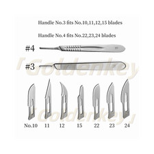 100 Sterile Surgical Blades with FREE Scalpel Knife Handle Medical Dental Tools
