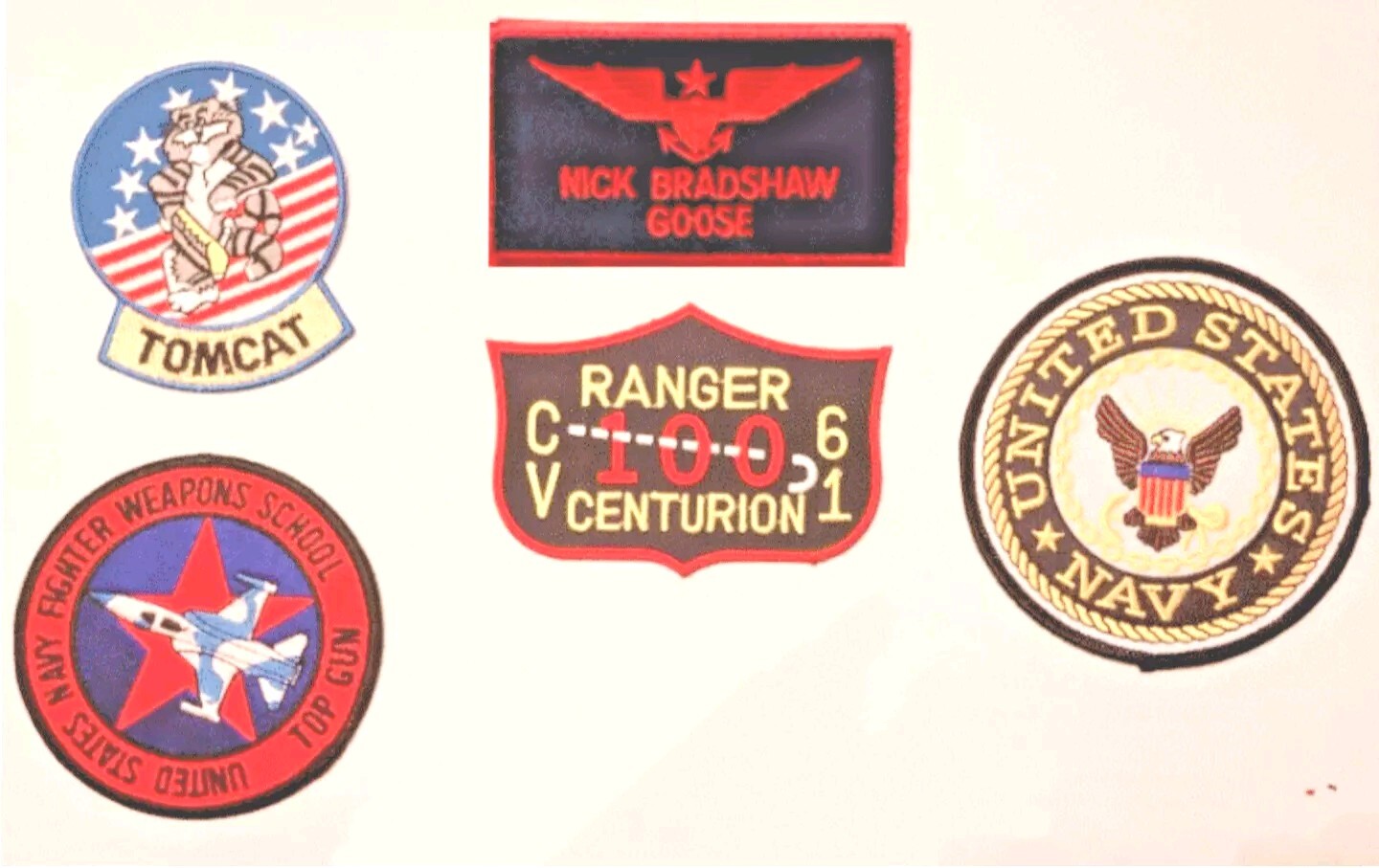 Top Gun Halloween Costume Flight Suit Patches Nick Goose Bradshaw 5pc Hook & Loop