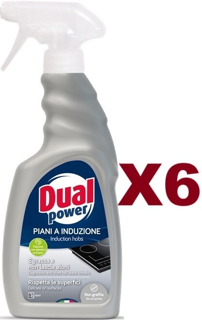 6 PZ DUAL POWER PIANI A INDUZIONE SGRASSA E NON LASCIA ALONI SPRAY 500ML
