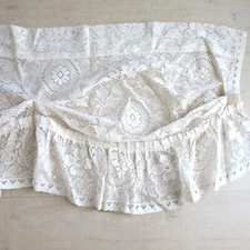 Lace Ruffled Window Valance Curtain Panel Scalloped Edge Floral 16" x62" Vintage