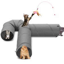Cat Tunnels 3 Way Indoor Chase Play Kitten Toys Tube with Peek Holes Foldable