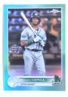 2022 Topps Pro Debut Allan Cerda /75 Aqua Rookie Refractor PDC-86 Reds 