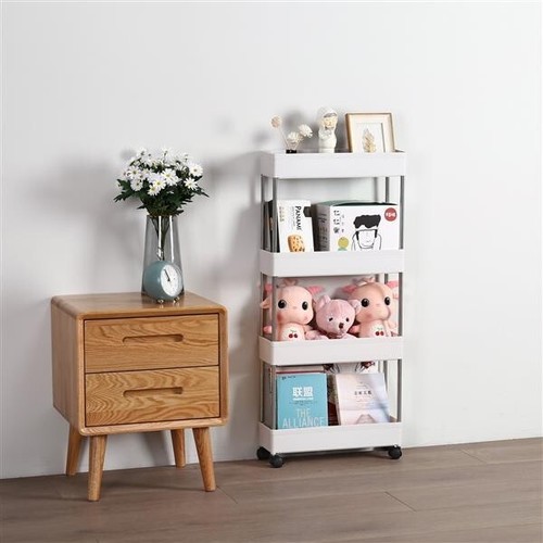4 Tier Slim Storage Cart Mobile Shelving Unit Organizer Rolling Utility Rack - Picture 9 of 10