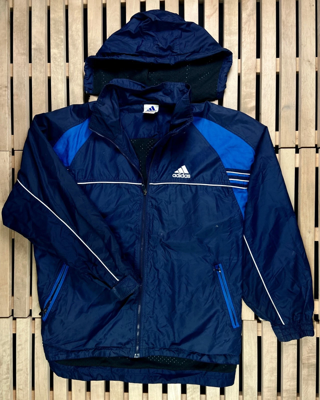 Mens Hooded Jacket Adidas Vintage Size XL