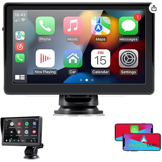 Monitor 7 Pollici Stereo Auto Portatile Wireless Apple CarPlay Android Bluetooth - Immagine 1