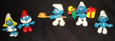 Peyo Schleich 1989 Papa Smurf 1979 Bread Maker Smurfette Brainy PVC Figure Toy