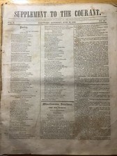 1845 RARE SUPPLEMENT NEWSPAPER ~ THE HARTFORD CONN. COURANT ~ GEORGE WASHINGTON