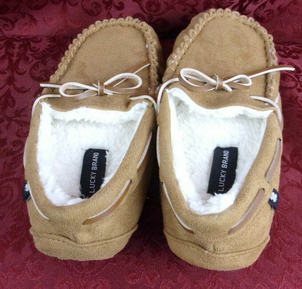 Lucky Brand Girls or Boys Plush Faux Fur Lined Moccasins Slipper Shoes Size 2-3 - Image 4 of 4
