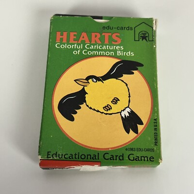 Vintage 1983 Edu-Cards Hearts Birds Educational Card Game Cute COMPLETE