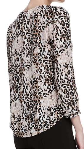 $248 JOIE Pearline Blouse In Leopard Print Silk Georgette NEW Small Split Neck - Picture 3 of 5