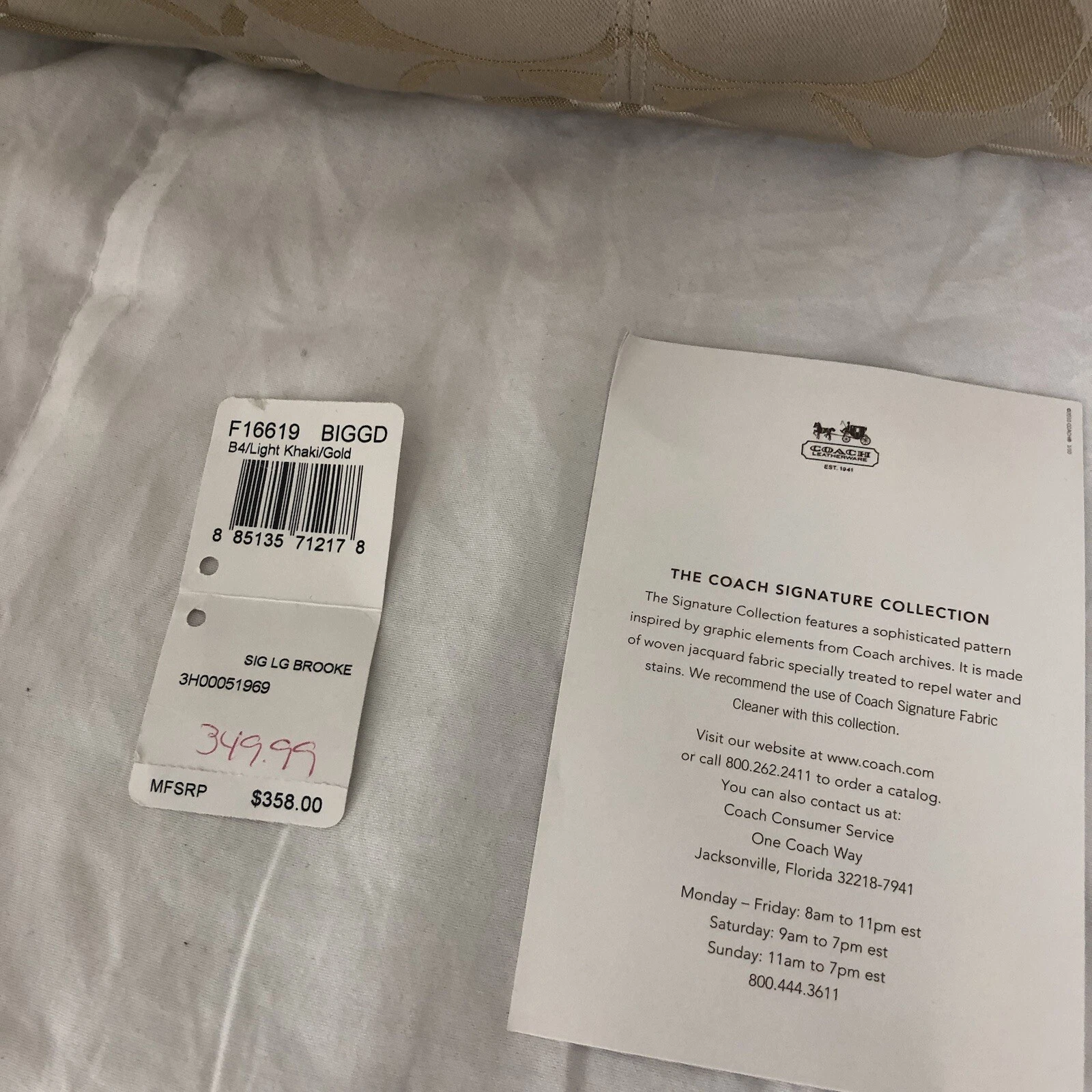 Borsa a tracolla Coach Signature Brooke Jacquard Carly beige marrone oro nuova