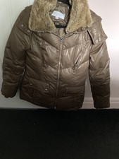 Marc New York Jacket Womens 10 Brown Full Zip Lined Duck Down Puffer Bomber Coat