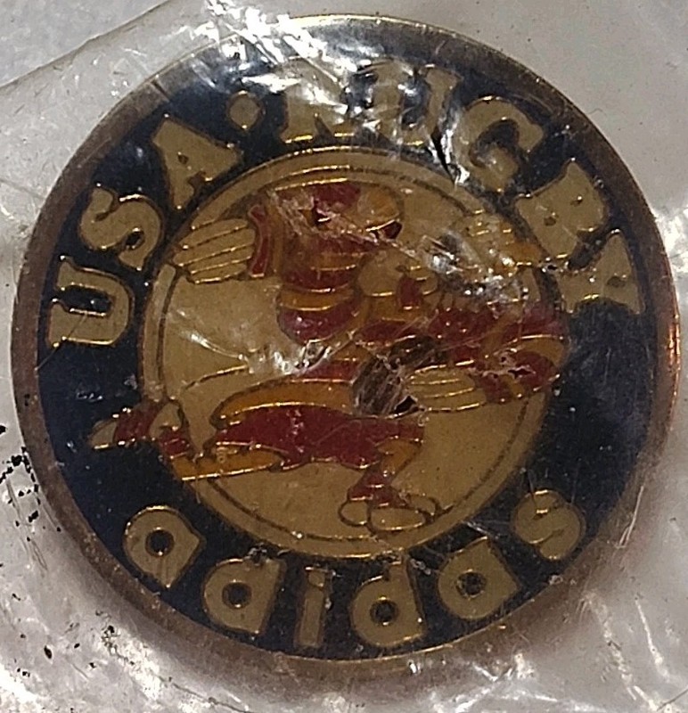 Rare Vintage 80's Adidas USA US Rugby Eagle Logo Team Hat Lapel Pin Sealed 1"