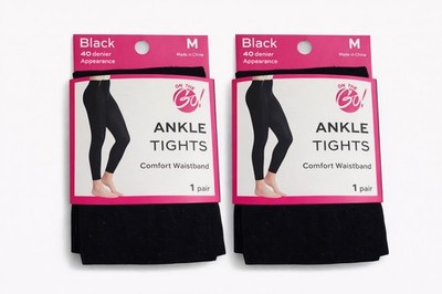     On The Go Opaque Ankle Tights   Black (Medium, 2-Pack, 40 Denier)