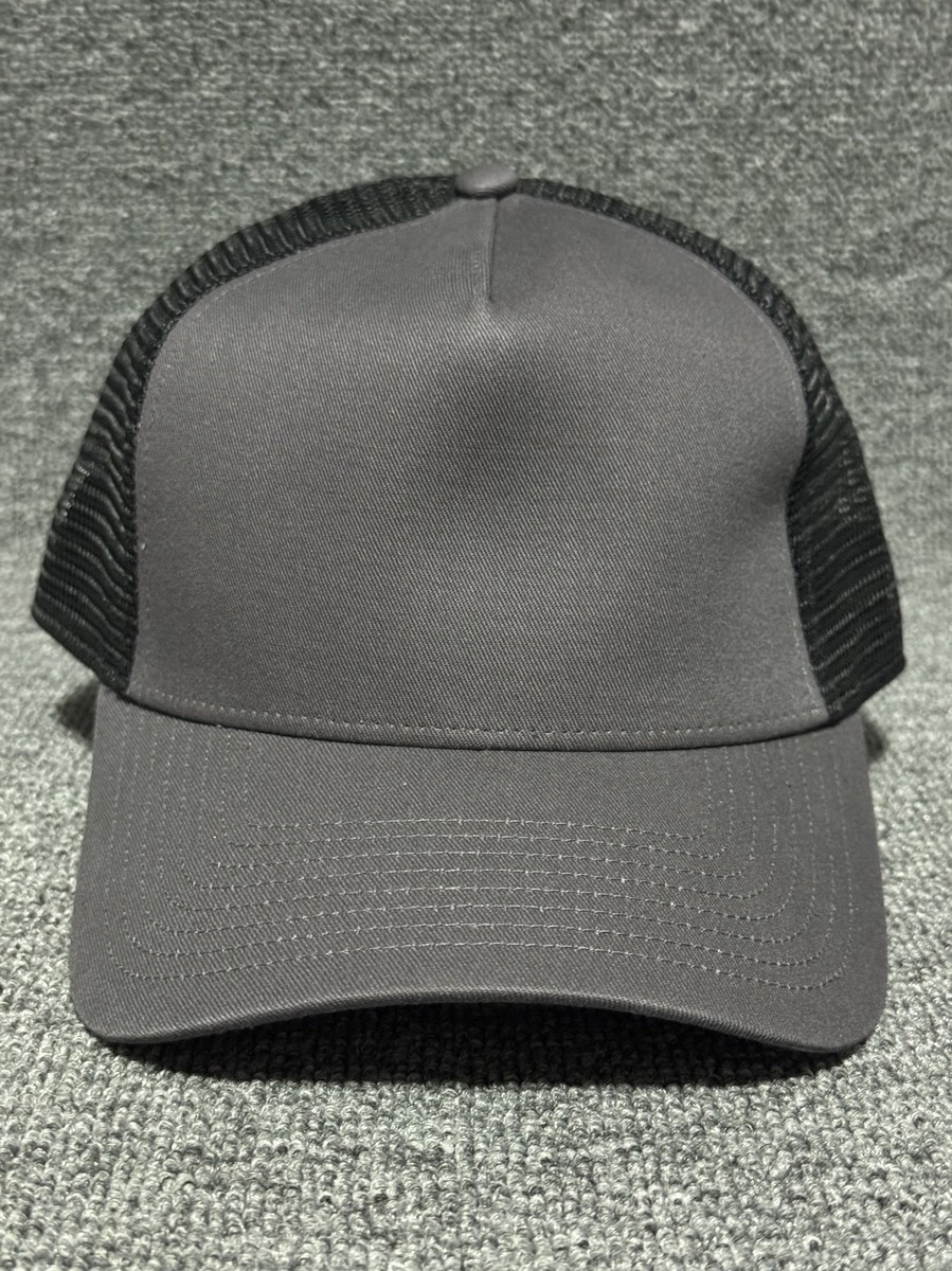 New Era 9FORTY Blank Trucker Cap Gray Front Black Mesh Snapback Hat New