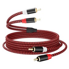 3 Ft 2 RCA Male to 2 RCA Male Audio Stereo Subwoofer Cable Red 1M Cord
