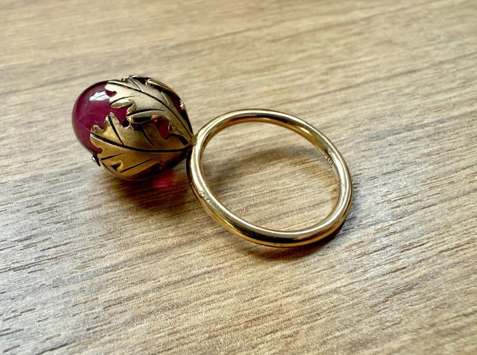 Anillo de murmullo Baccarat chapado en oro amarillo rojo violeta en caja tamaño 7 Foto 3 de 4