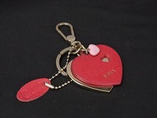FURLA Leather Heart Keychain Bag Charm Red Gold Leather Adjustable Ages 14