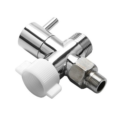 3-Way T Adapter Valve for Toilet Handheld Sprayer 90° Silver Single Lever Set