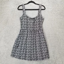 Bebop Dress Womens Large Black White Floral Sleeveless Summer Mini